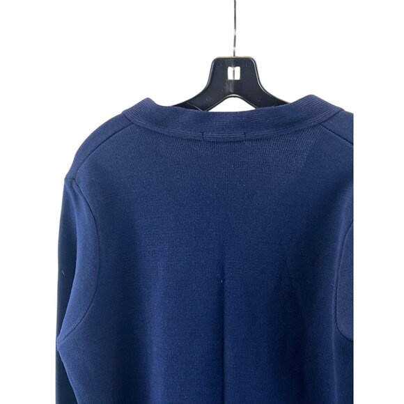 Bm Collection Navy Blue Acrylic Cardigan Pockets Button Front Knit Mature Size M - Picture 7 of 11